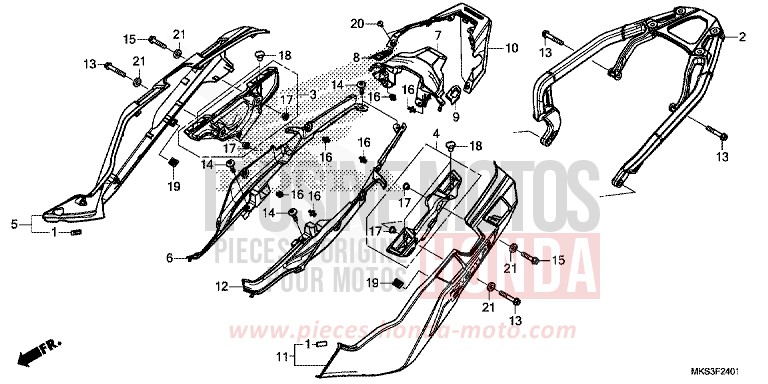 COUVERCLE LATERAL/PORTE-BAGAGE ARRIERE (2) de Africa Twin DCT PEARL GLARE WHITE (NHB53H) 2020